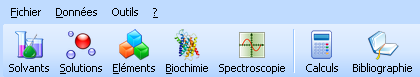 Menus de ChemToolBox